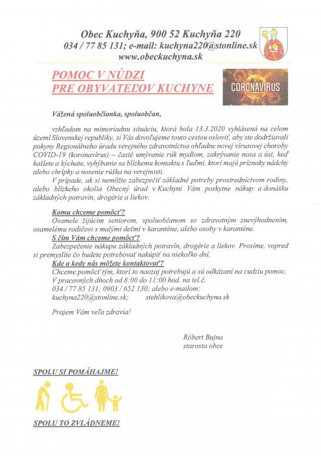 POMOC V NÚDZI PRE OBYVATEĽOV KUCHYNE